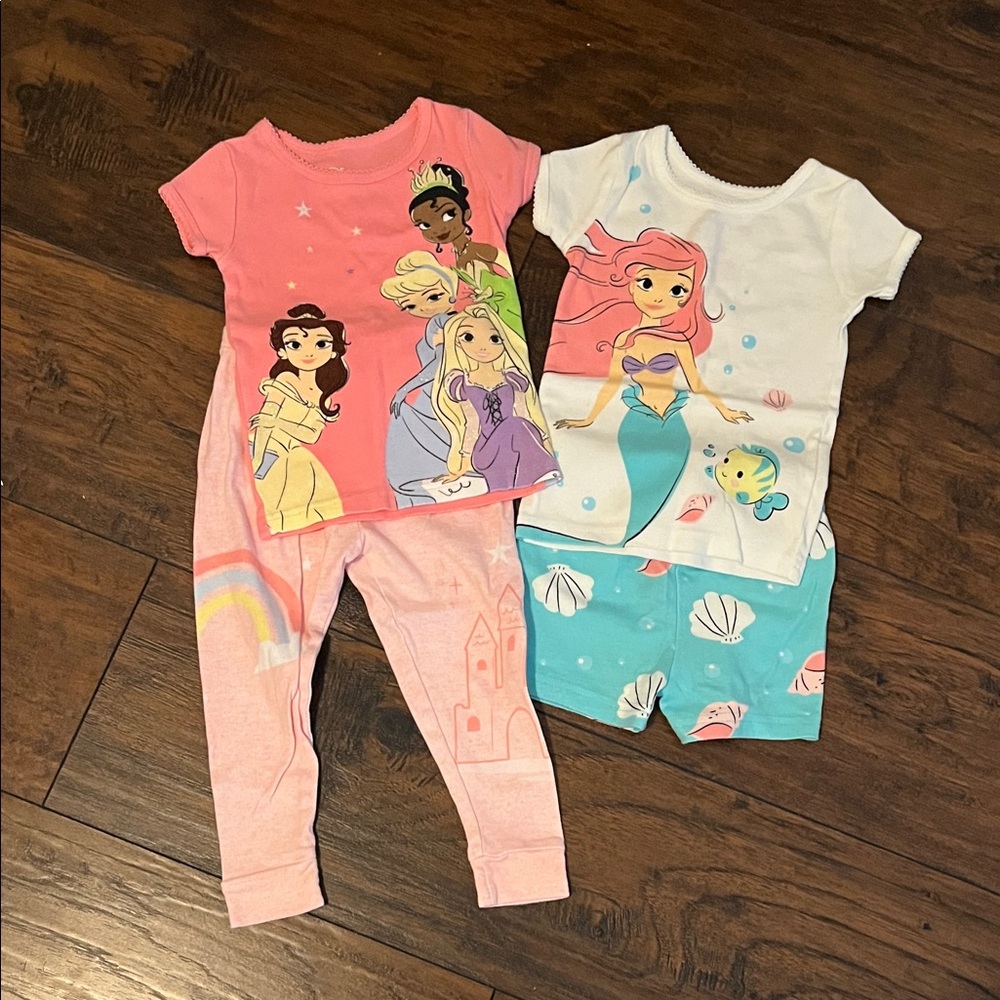 Disney Princess Kids Pajama Set - Pink and White